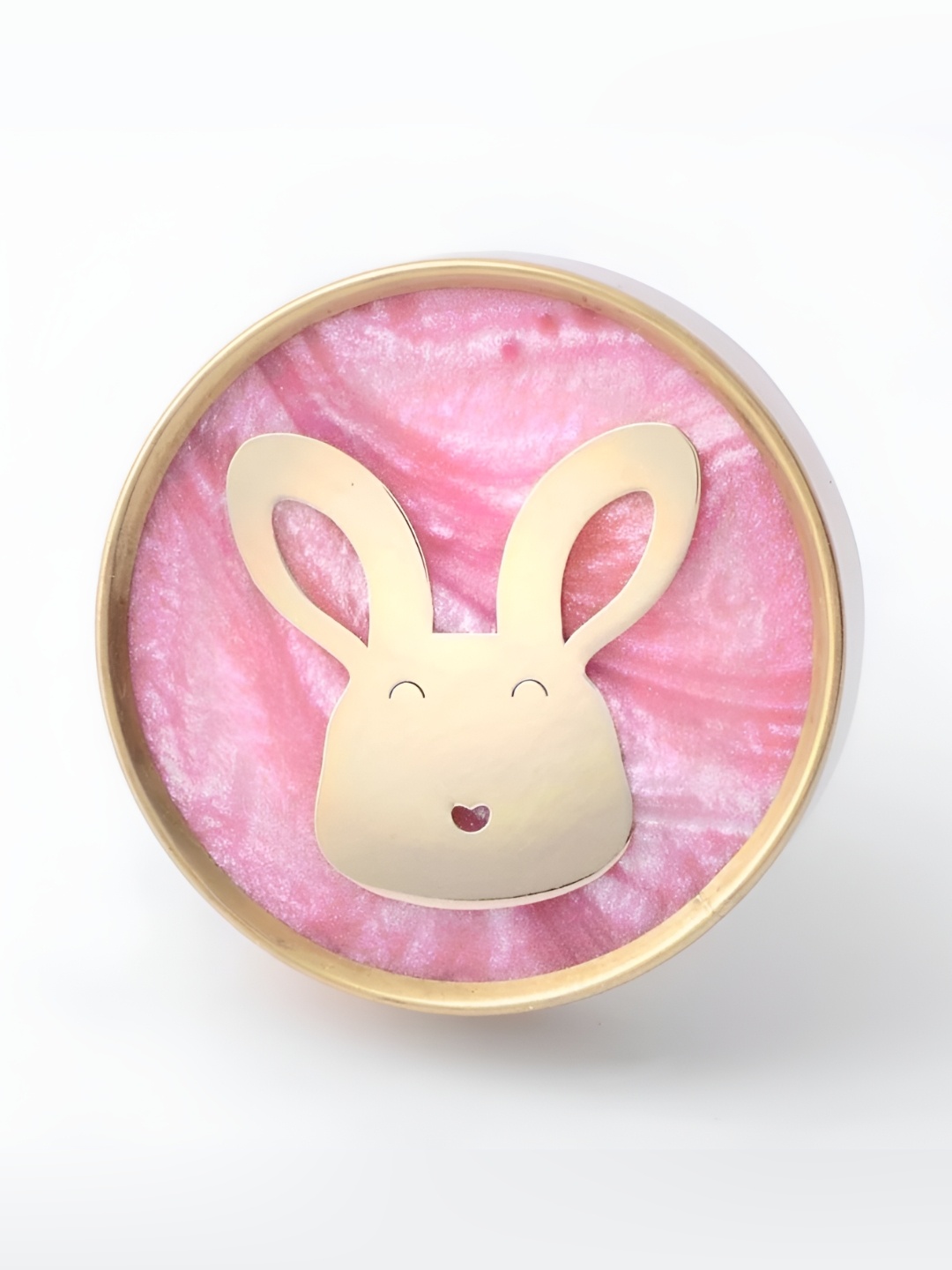 

Pinch of Pretty Pink and Gold-Toned Rabbit Printed Brass Knob