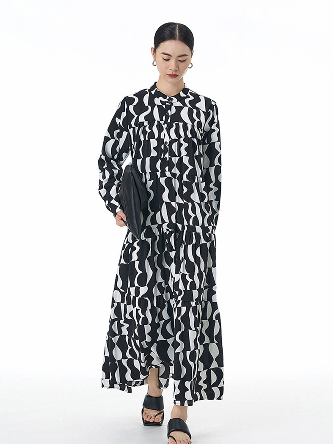 

JC Collection Print Shirt Maxi Dress, Black