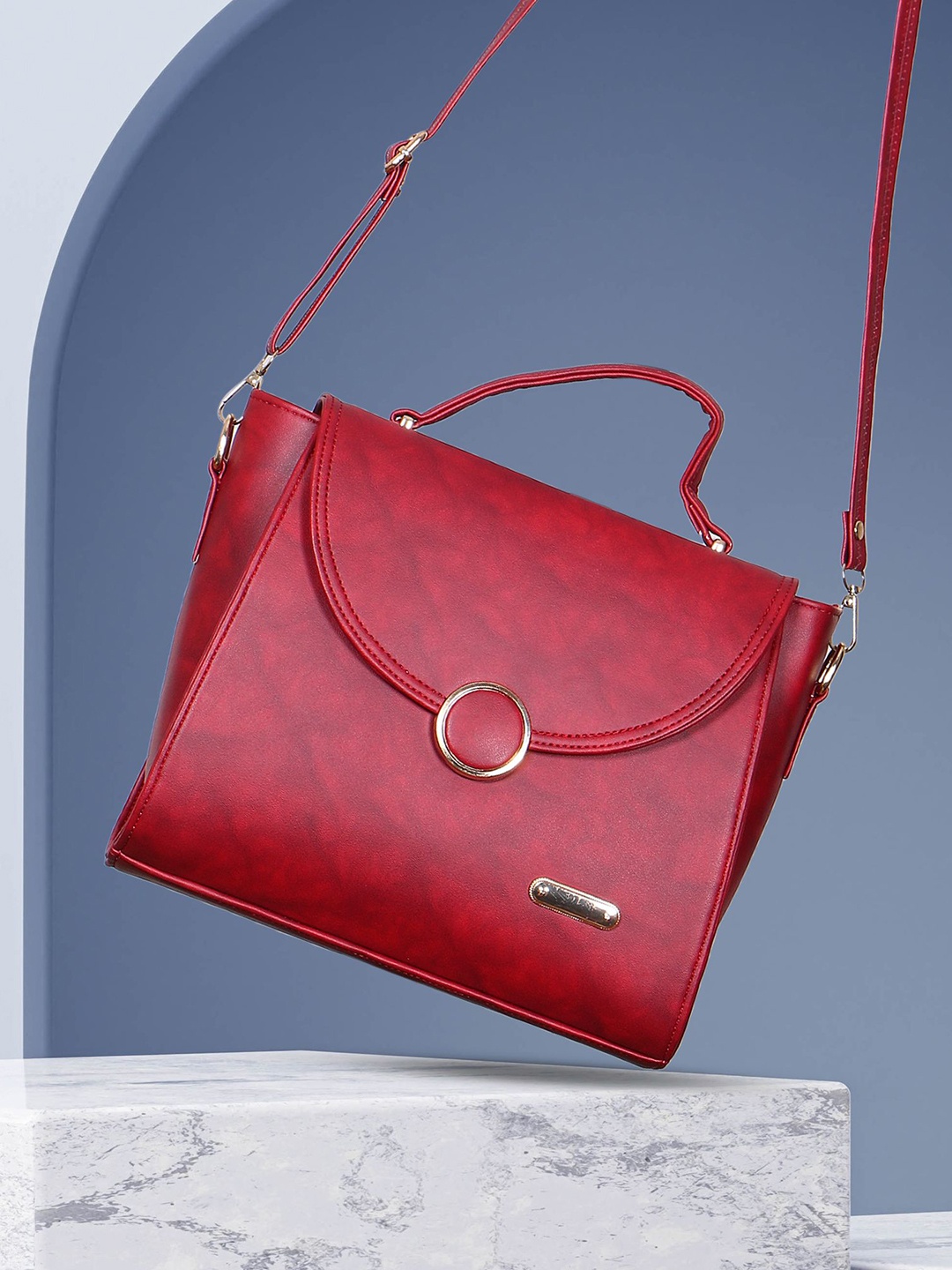 

LADY QUINTON PU Structured Handheld Bag, Maroon