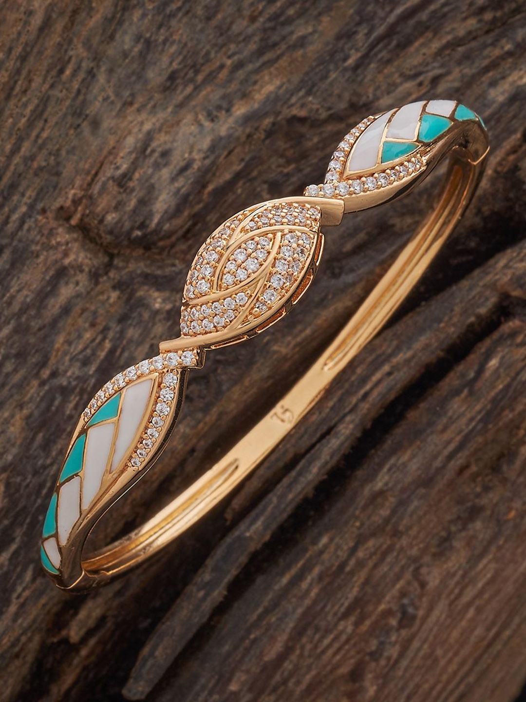 

Kushal's Fashion Jewellery White Gold-Plated Party Zircon Kada
