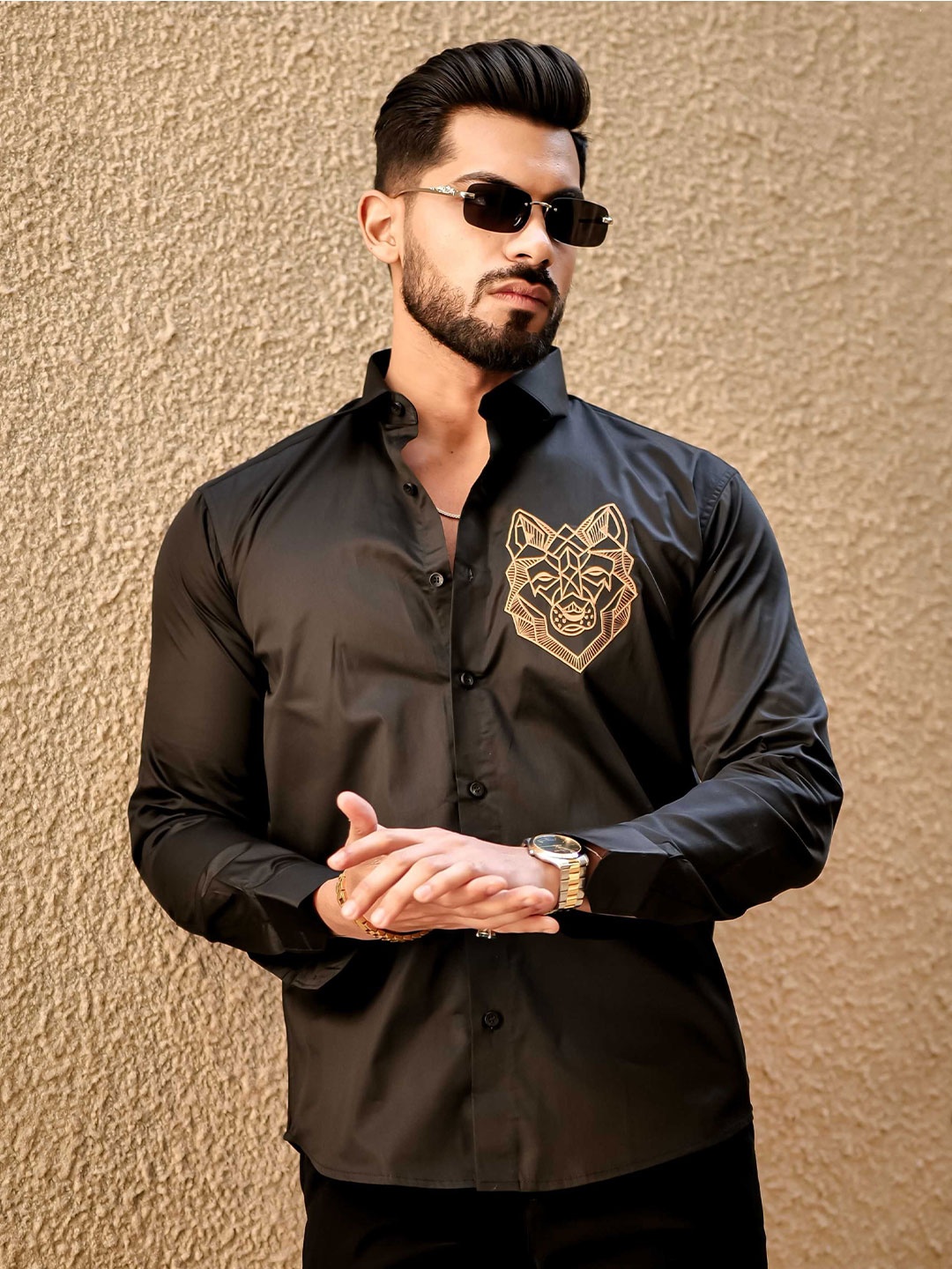 

Foomer Men Standard Opaque Casual Shirt, Black