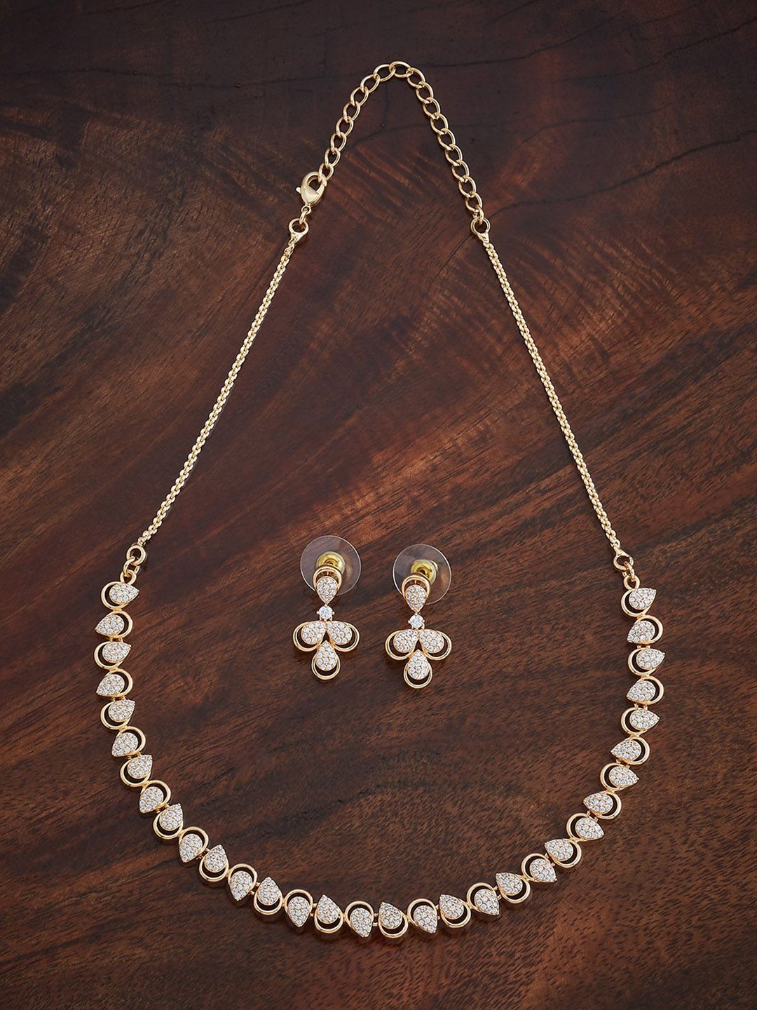 

Kushal's Fashion Jewellery White Gold-Plated Party Zircon Jewellery Set