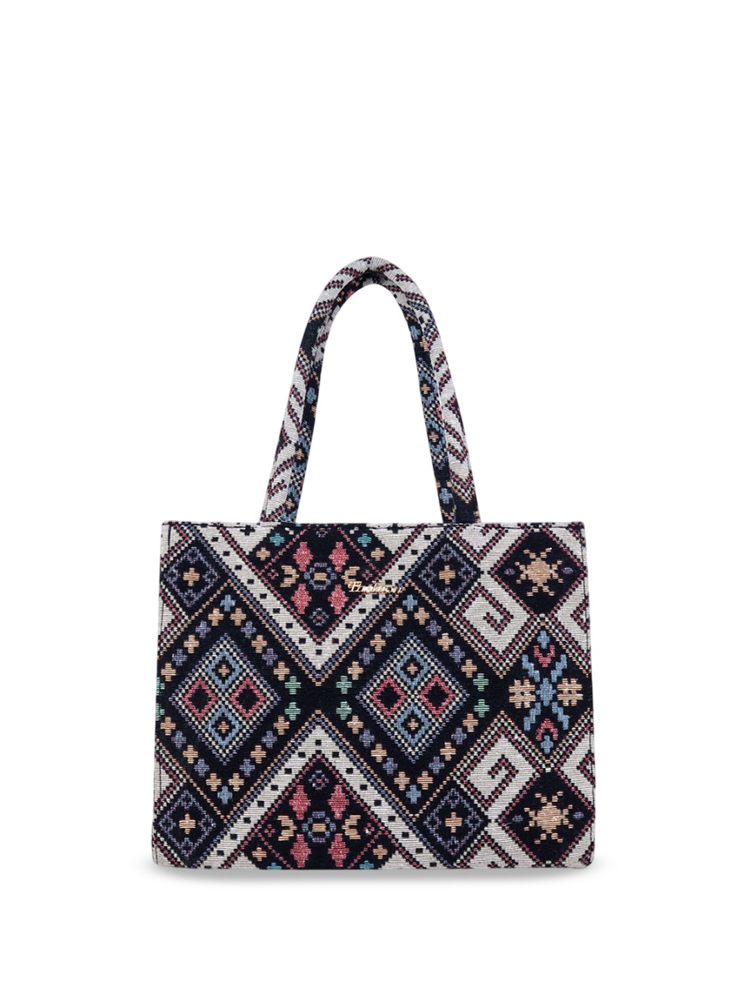 

LADY QUINTON Geometric Textured PU Oversized Structured Shoulder Bag, Multi