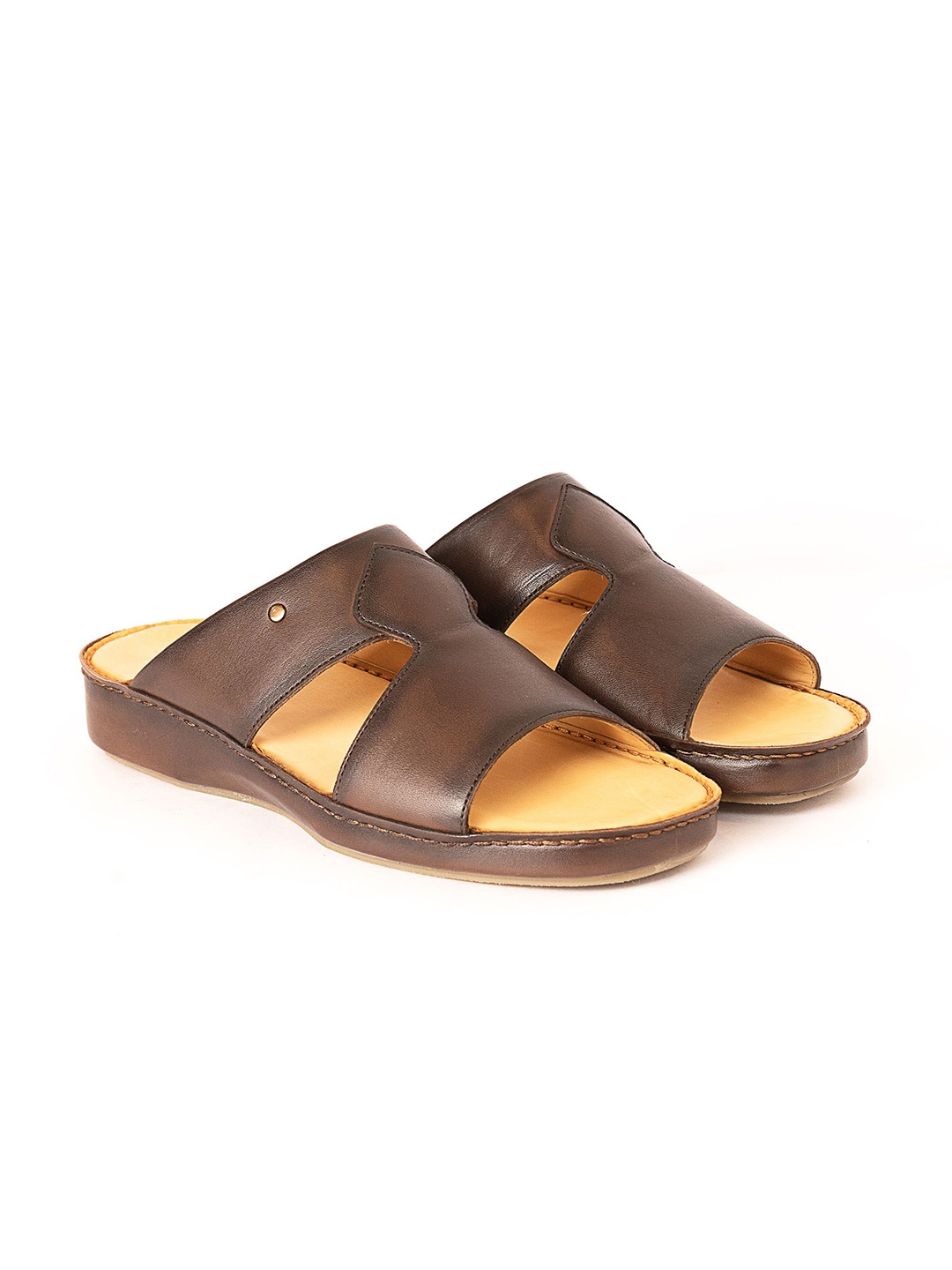 

NAUVAB Men Leather Comfort Sandals, Brown