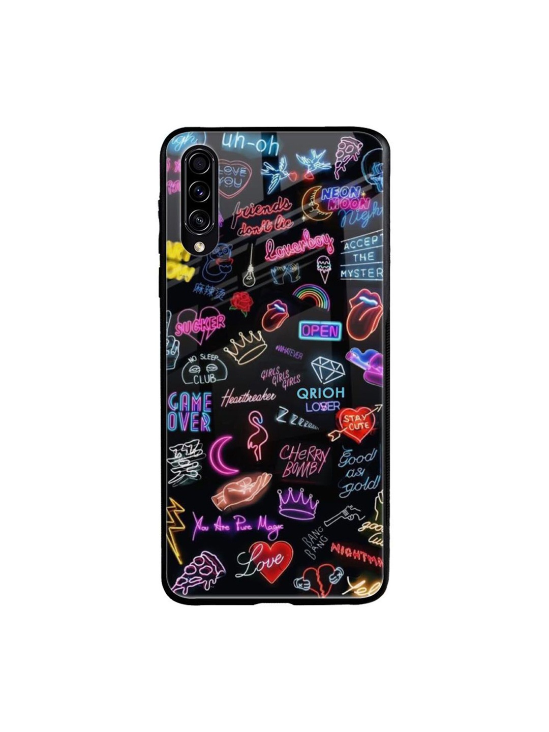 

QRIOH Typography Printed Samsung Galaxy A70S Back Case Mobile Accessories, Black