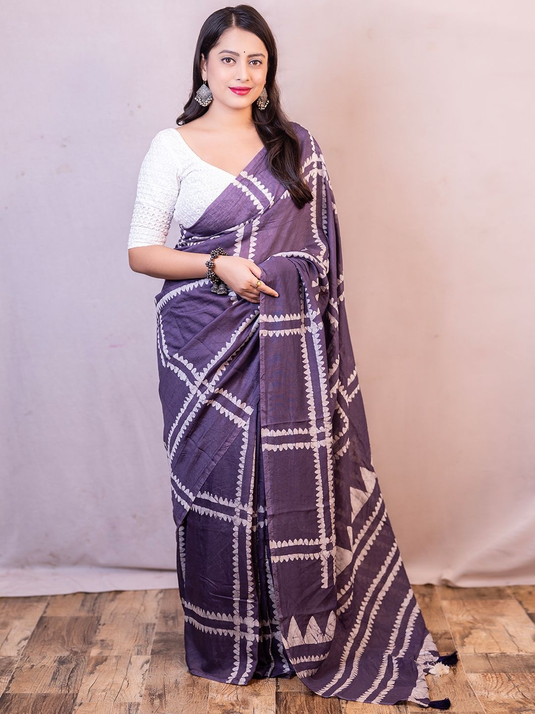 

DIVASTRI Batik Designer Chanderi Saree, Lavender