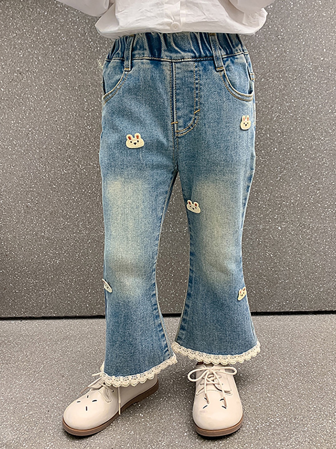 

LULU & SKY Girls Flared Highly Distressed Heavy Fade Jeans, Blue