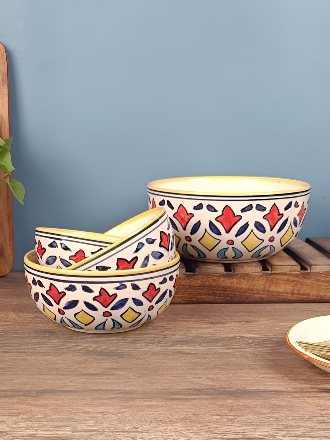 

Myntra Elegant Homes Yellow 2025 4 Pieces Ceramic Dishwasher and Microwave Safe Serving Bowl