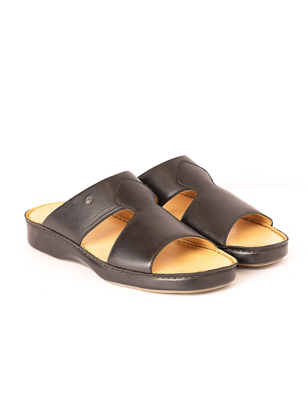 

NAUVAB Men Leather Comfort Sandals, Black
