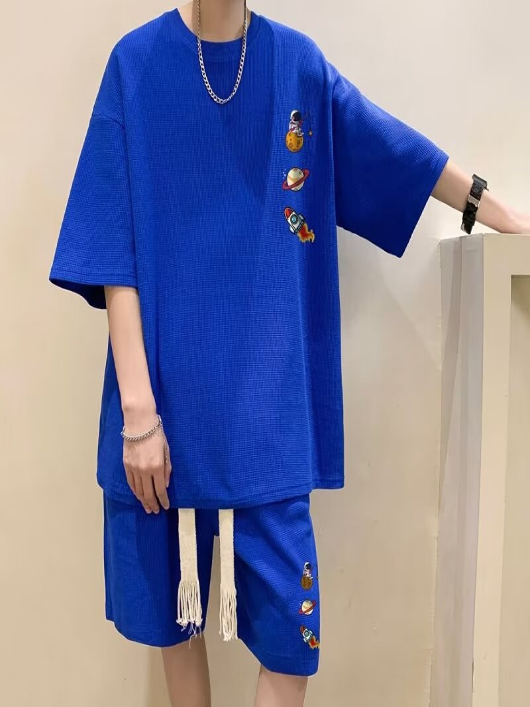 

StyleCast Printed Round Neck T-Shirt With Shorts, Blue