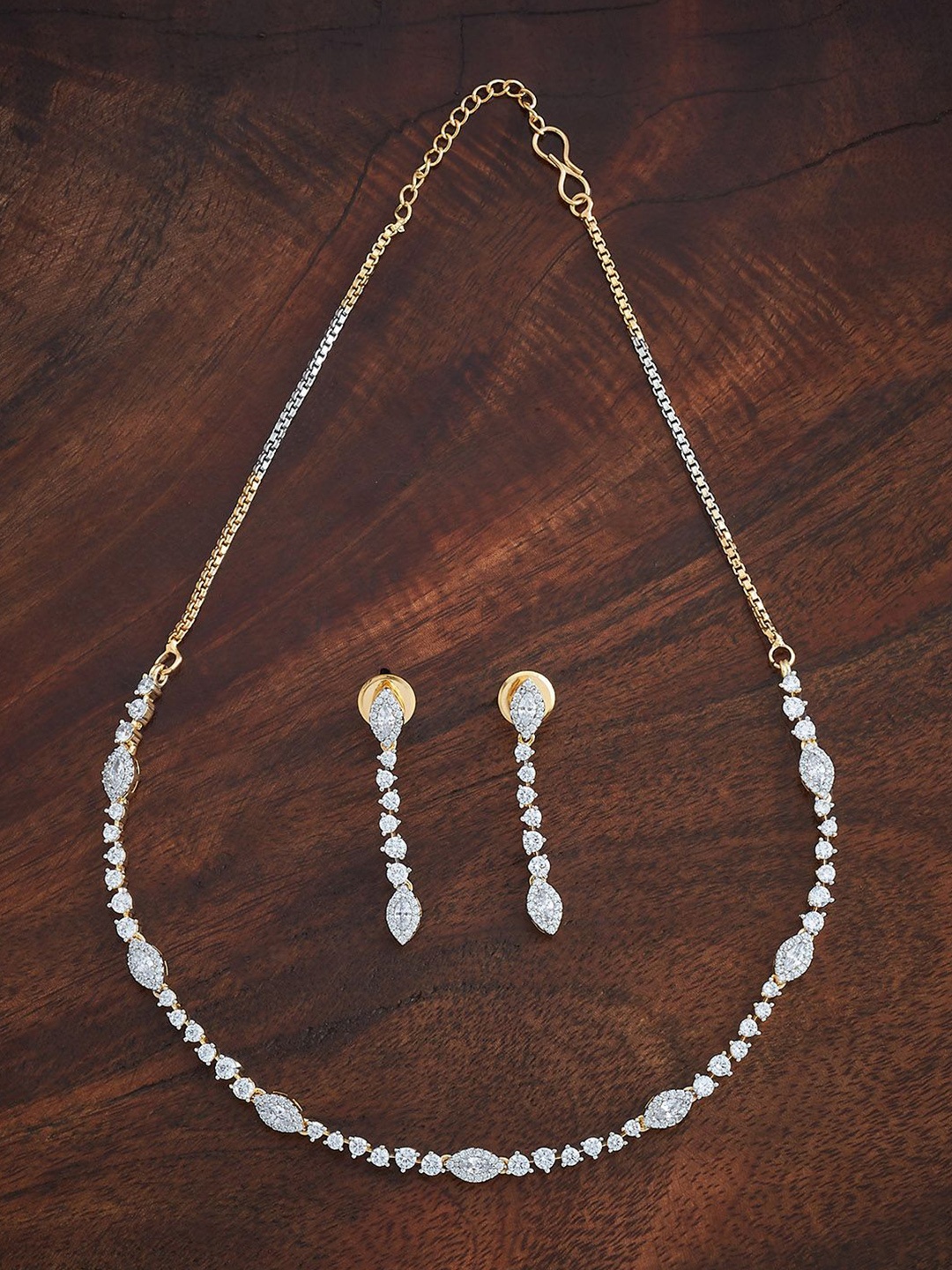 

Kushal's Fashion Jewellery Gold-Plated Cubic Zirconia Stone-Studded Jewellery Set