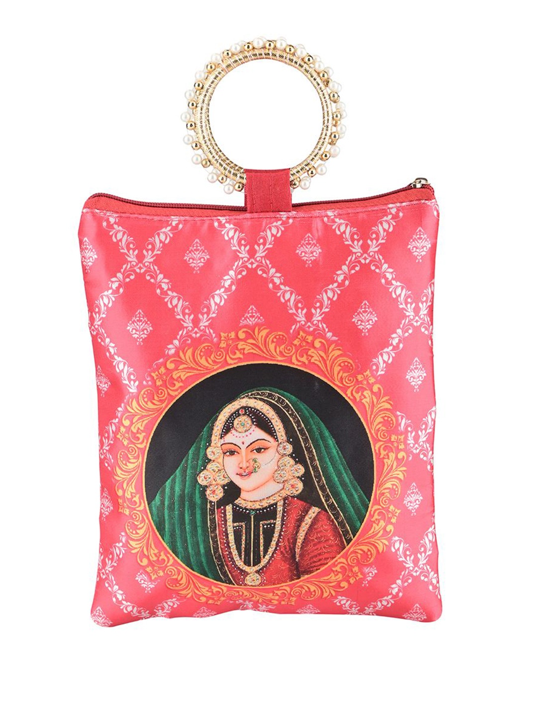 

Kuber Industries 3 Pcs Silk Small Women Hand Bag Printed Shopper Tote Bag, Red