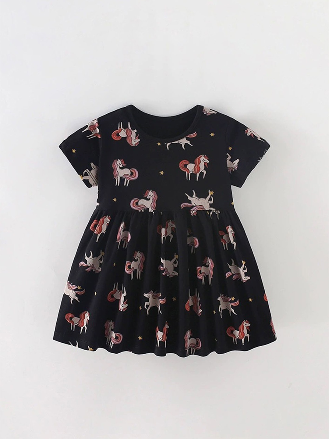 

LULU & SKY Girls Printed Midi Dress, Black