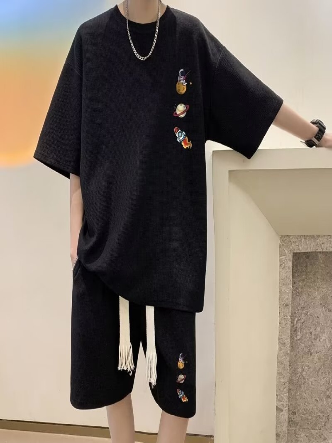 

StyleCast Printed T-Shirt With Shorts, Black