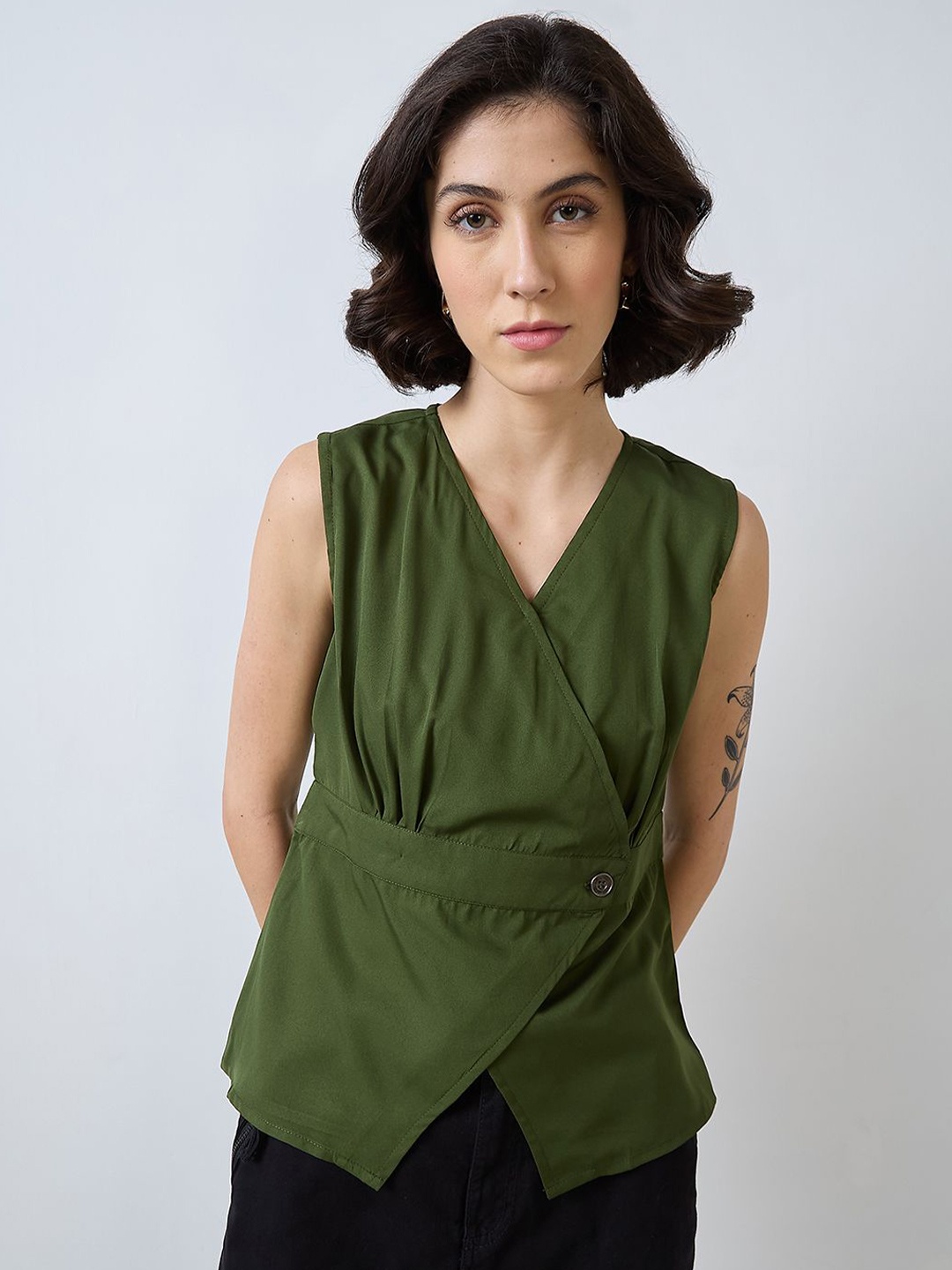 

SZN Wrap Top, Green