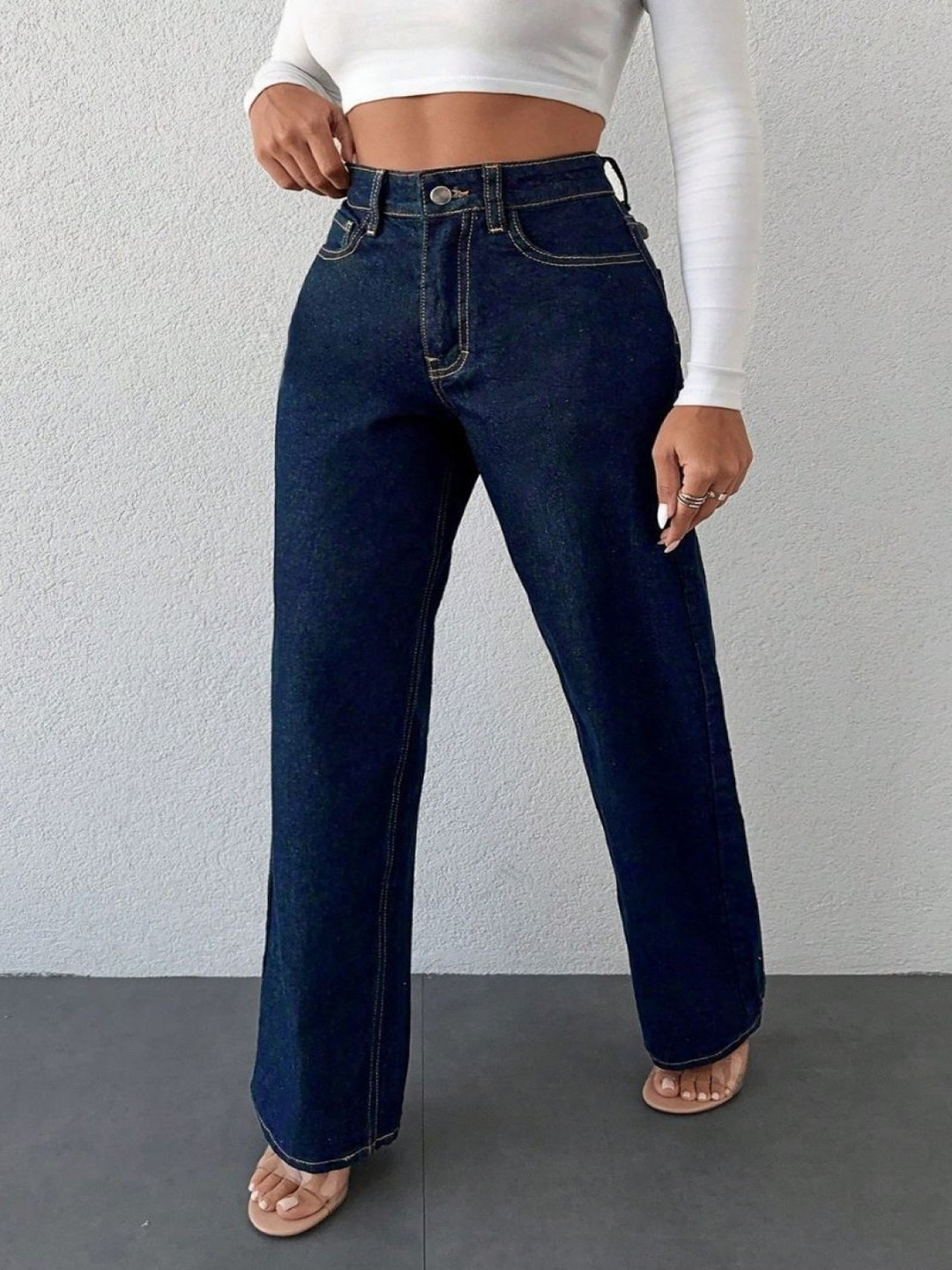 

Metronaut Women Comfort Wide Leg Jeans, Blue