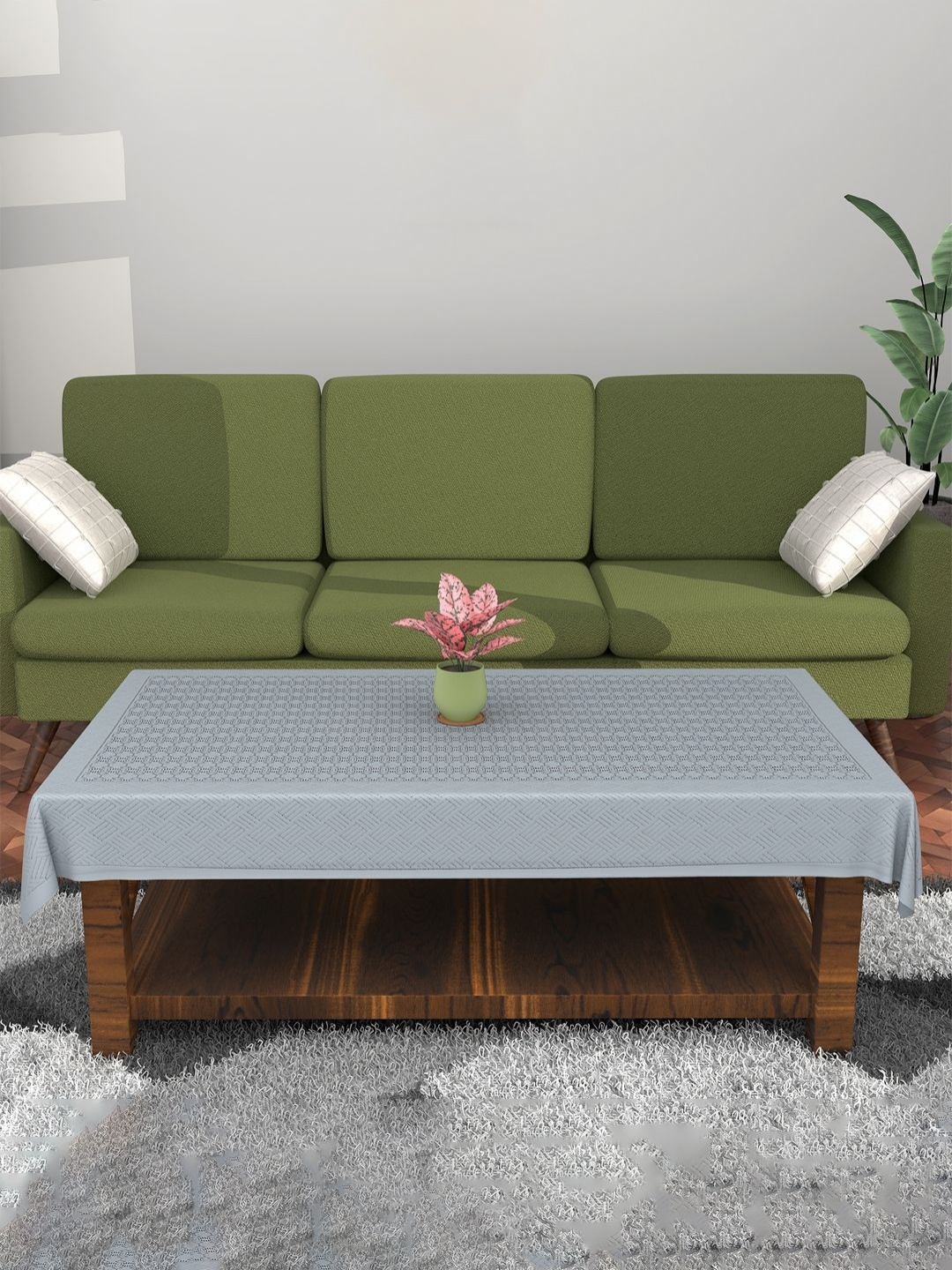 

Aura Grey Printed Anti-Skid Cotton Rectangle 4-Seater Table Cover & Textured details