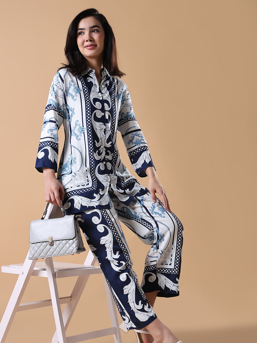 

SHOWOFF Printed Shirt With Trouser, Blue