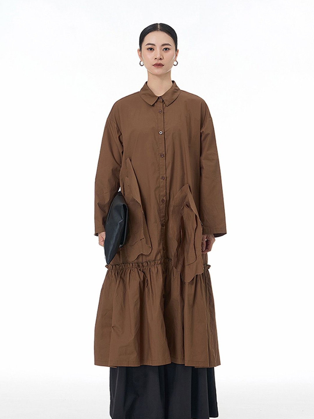 

JC Collection Shirt Maxi Dress, Coffee brown