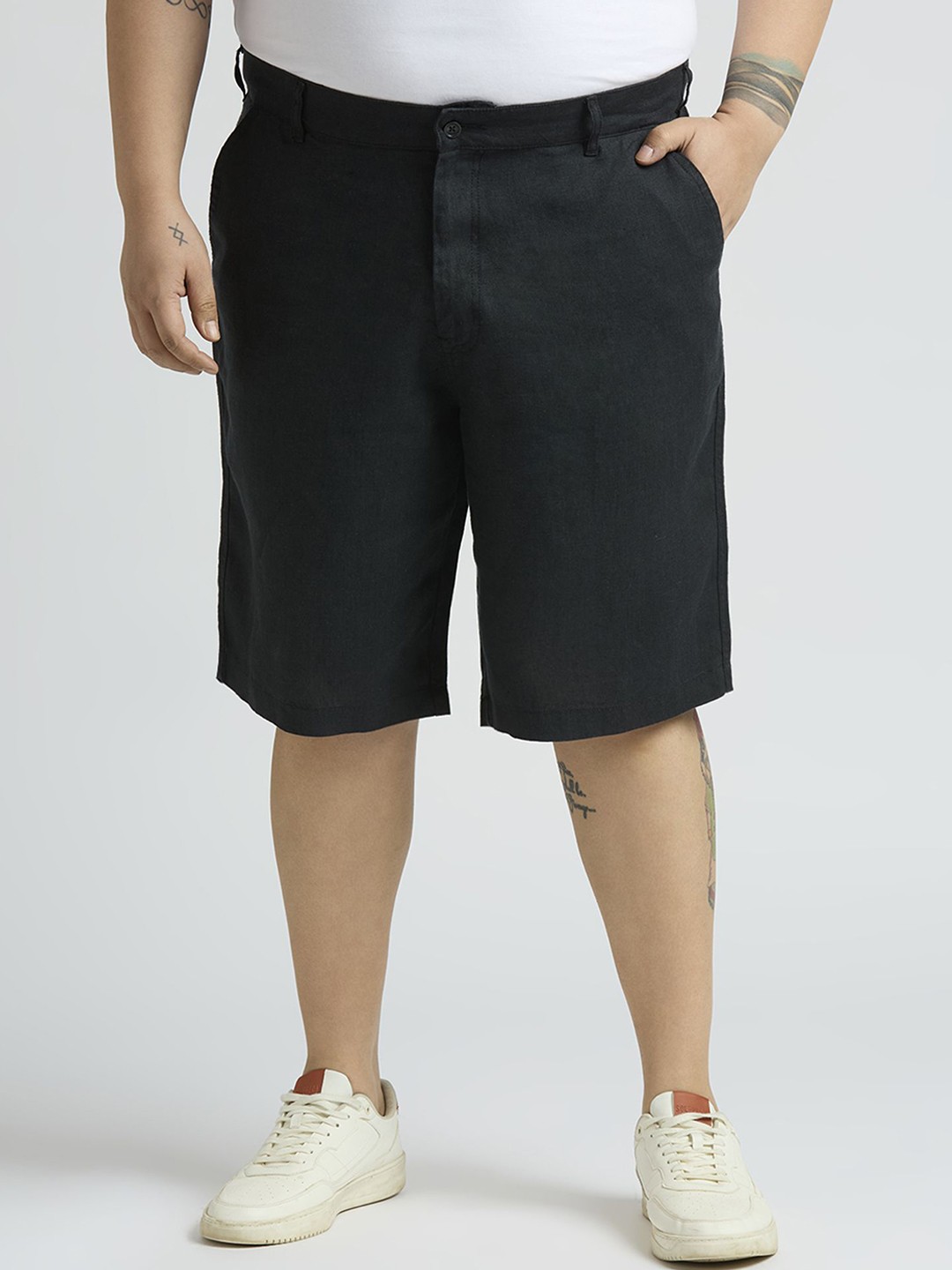 

Sizeupp Men Linen Outdoor Shorts, Black