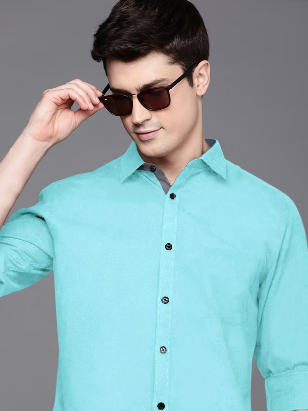 

SZN Men Standard Opaque Formal Shirt, Turquoise blue