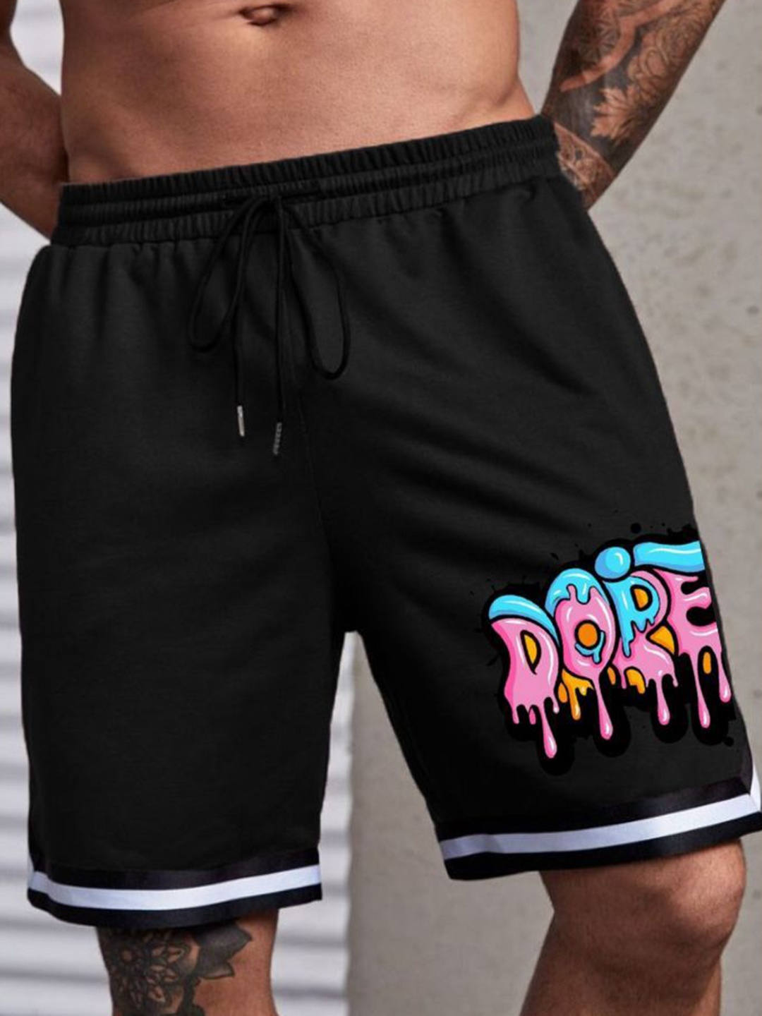 

culish Men Printed High-Rise Training or Gym Shorts, Black