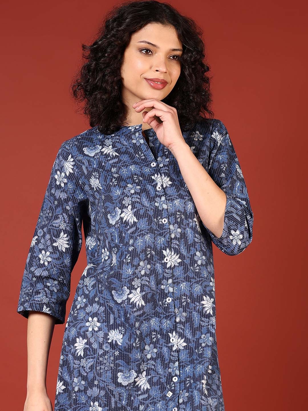 

V-Mart Women Printed Kurta, Blue