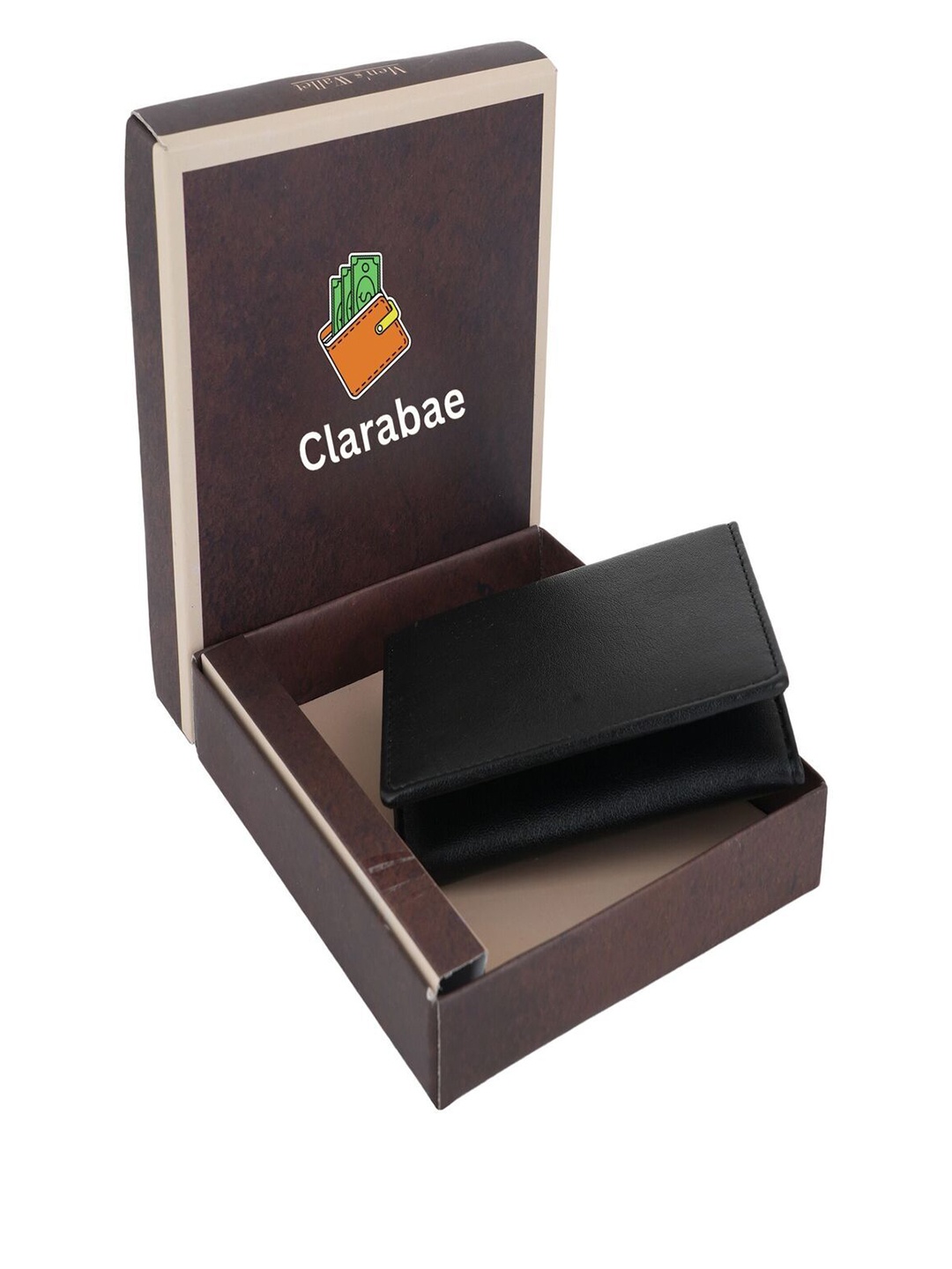 

CLARABAE Men PU Two Fold Wallet, Black