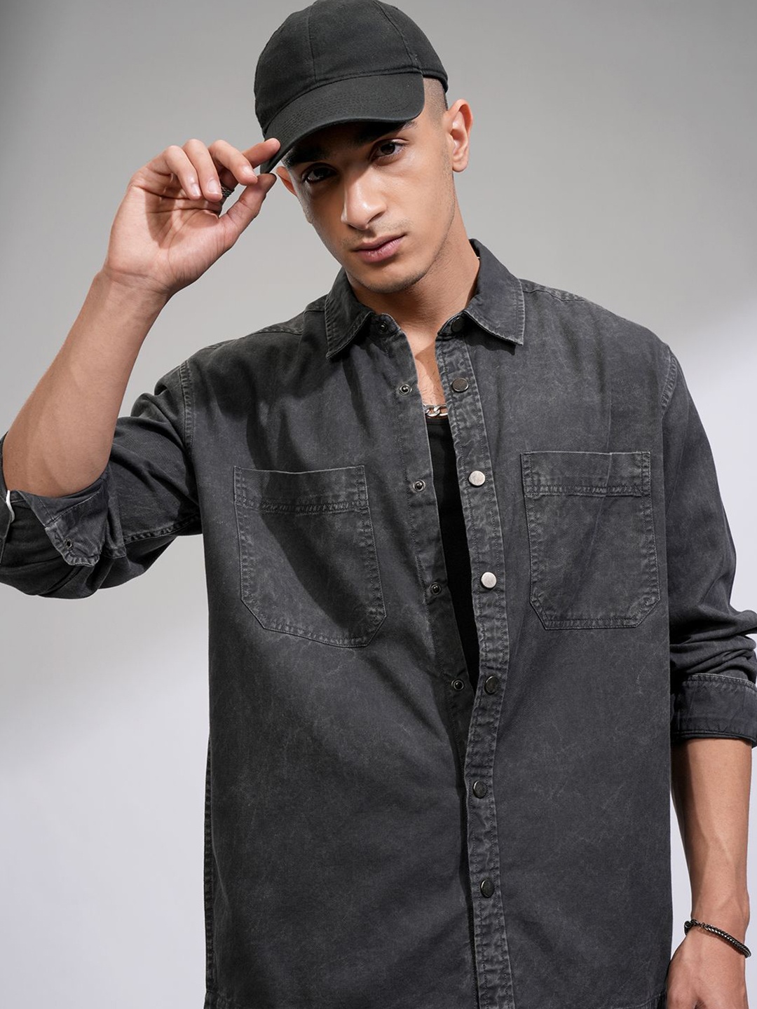 

HIGHLANDER Men Opaque Casual Shirt, Black