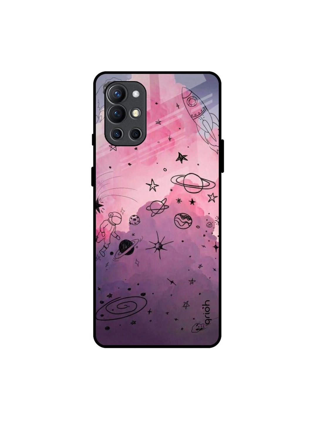 

QRIOH Geometric Printed OnePlus 9R Back Case Mobile Accessories, Purple