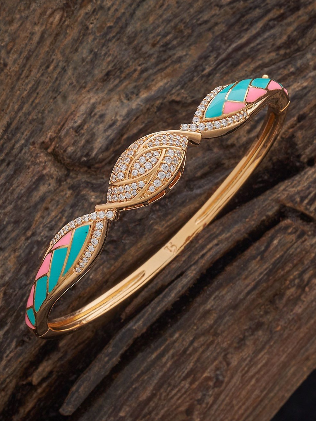 

Kushal's Fashion Jewellery White Gold-Plated Party Zircon Kada