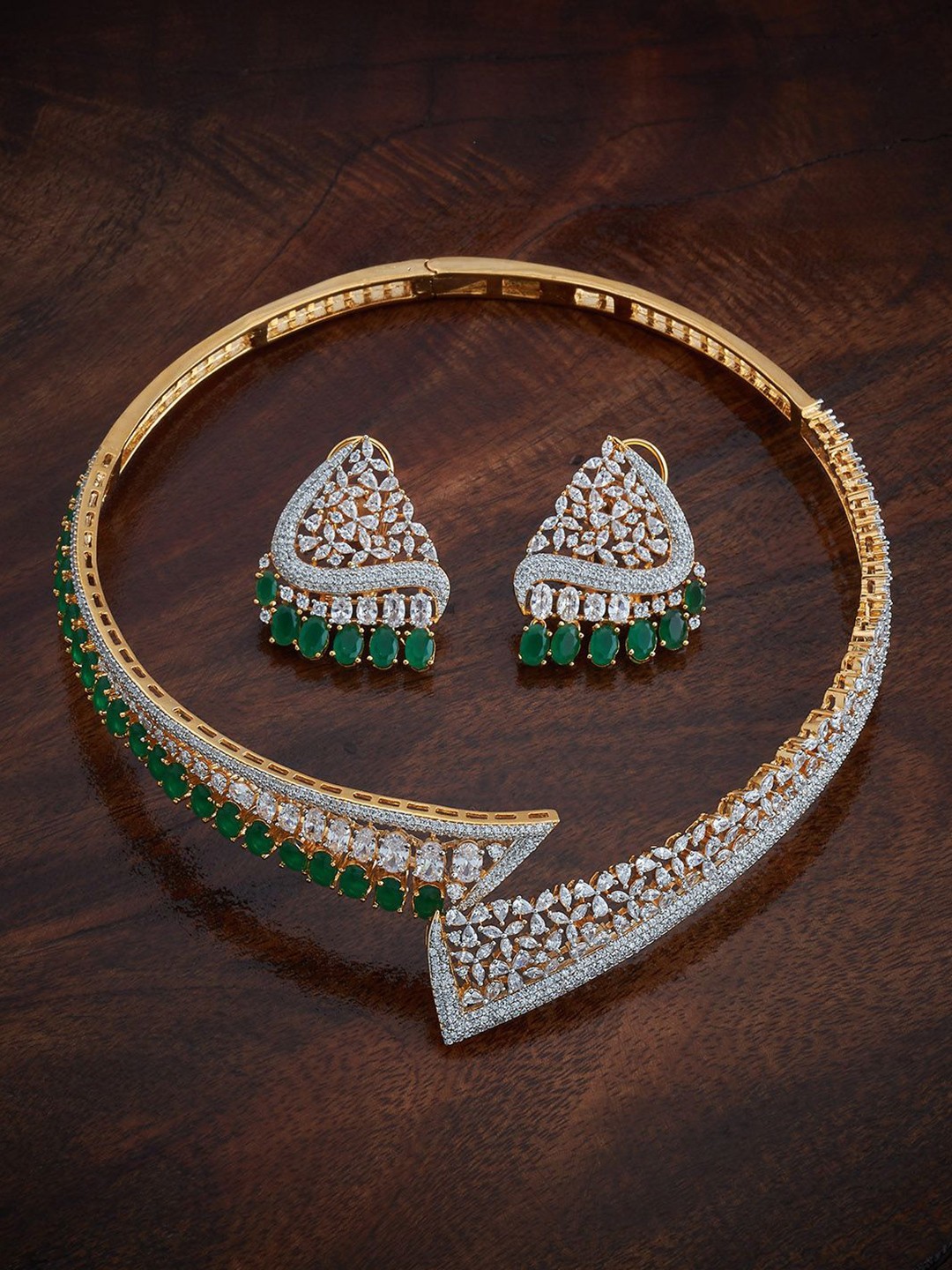 

Kushal's Fashion Jewellery Mint Rose Gold-Plated Party Zircon Jewellery Set