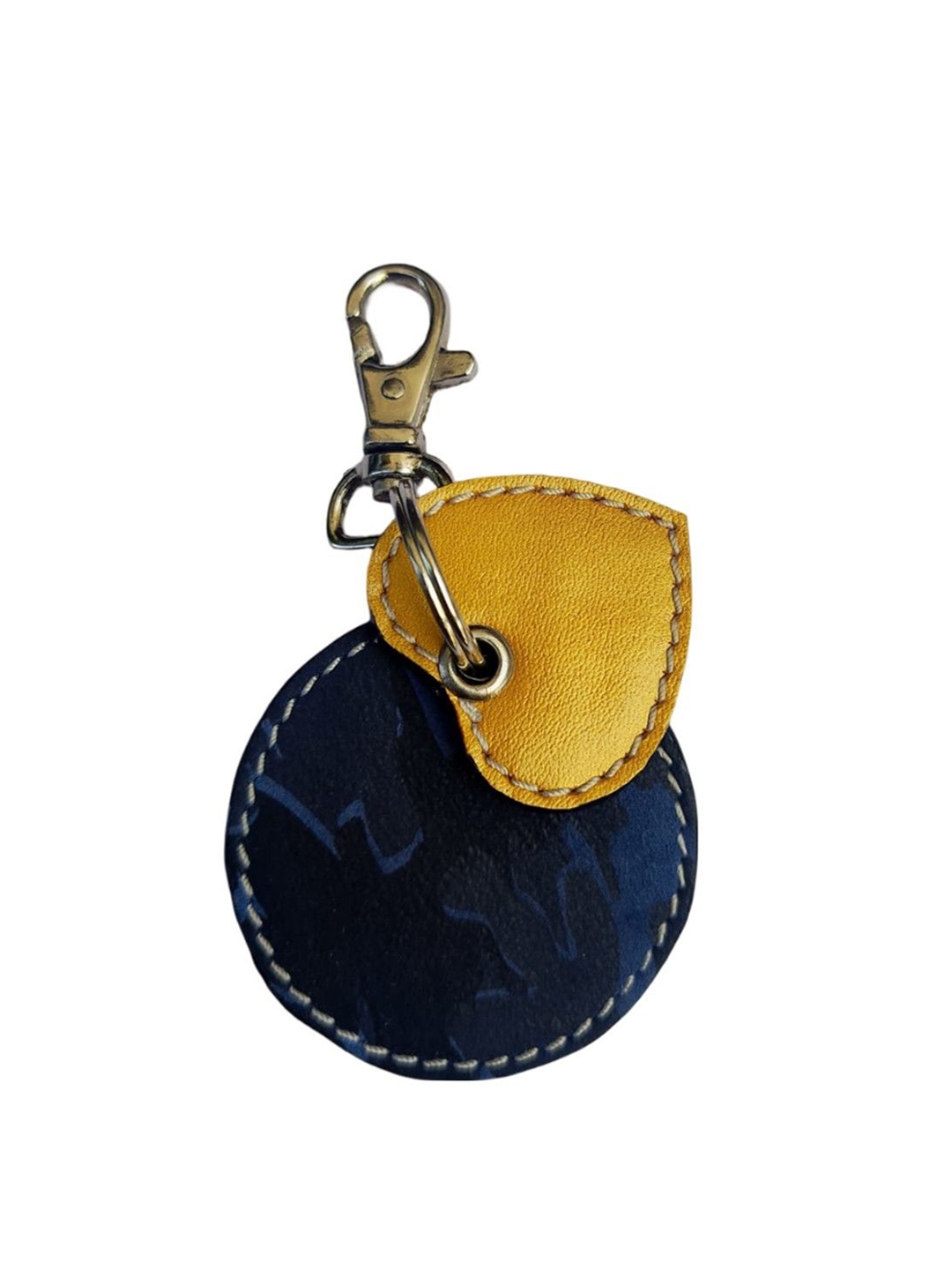 

PERKED Blue & Yellow Leather Heart Shaped Key Chain