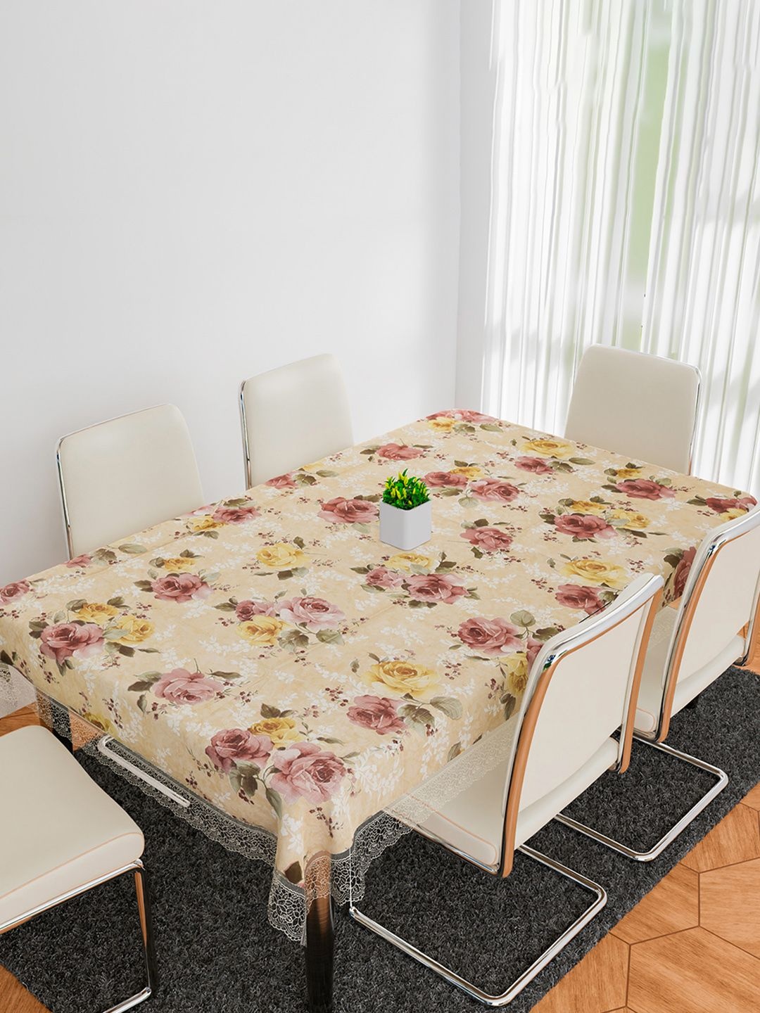 

Kuber Industries Beige Waterproof Plastic 8-Seater Table Cover