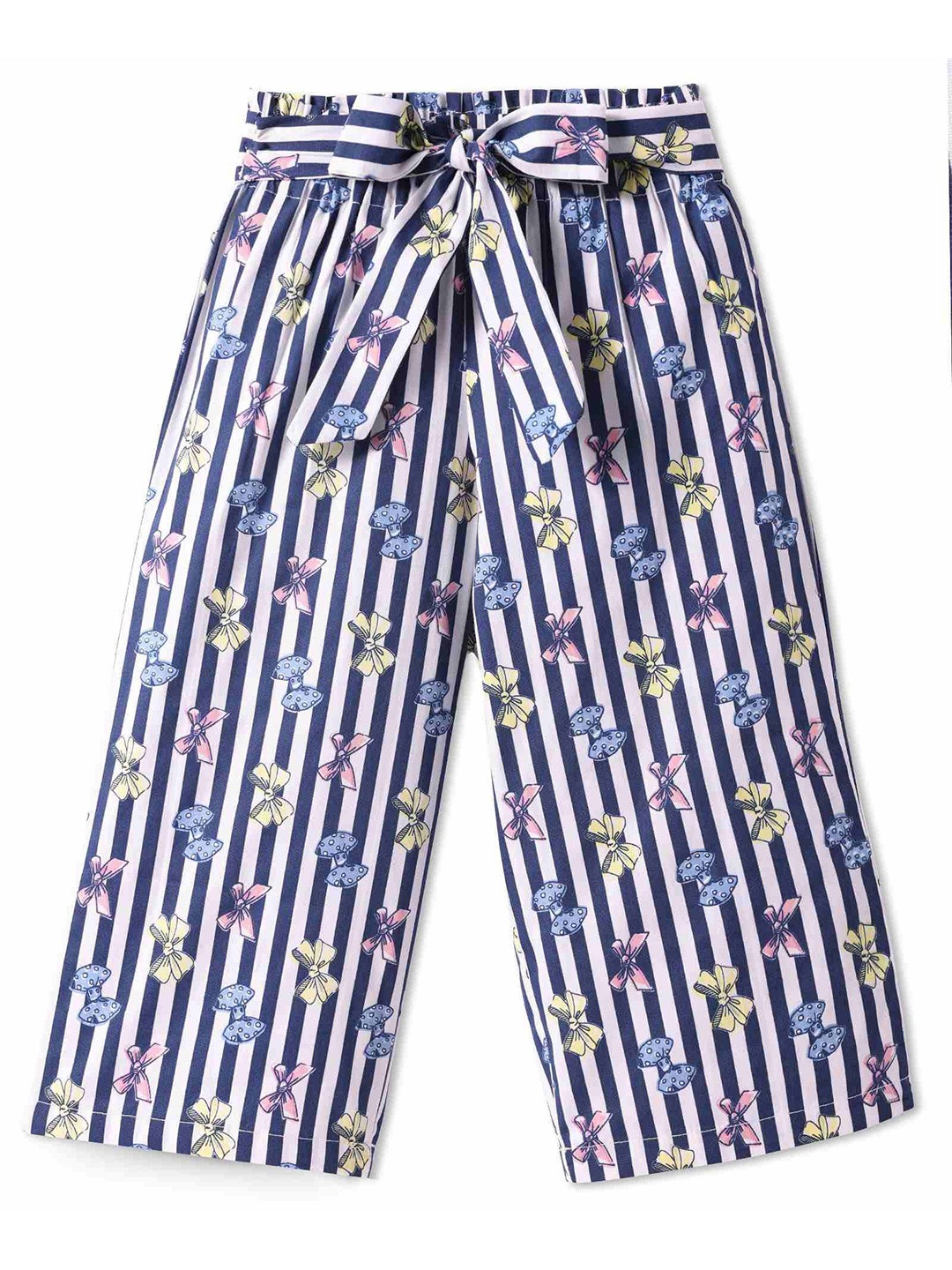 

CrayonFlakes Girls Striped Palazzos, Off white