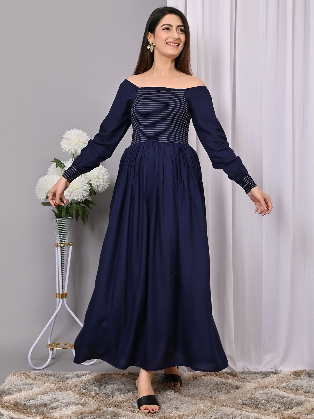 

VYMO Fit & Flare Maxi Dress, Blue
