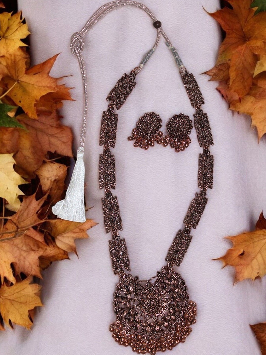 

Jolly Faces Copper-Plated Long Traditional Jewellery Set