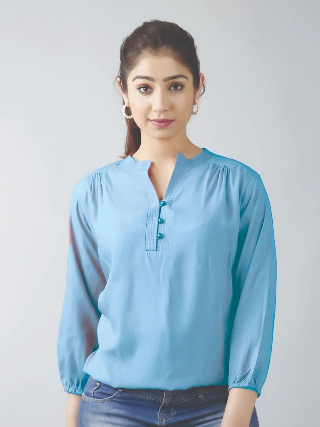 

HIMANC Blouson Top, Blue