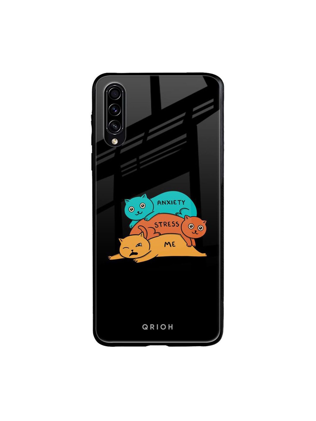 

QRIOH Quirky Printed Samsung Galaxy A70S Back Case Mobile Accessories, Black