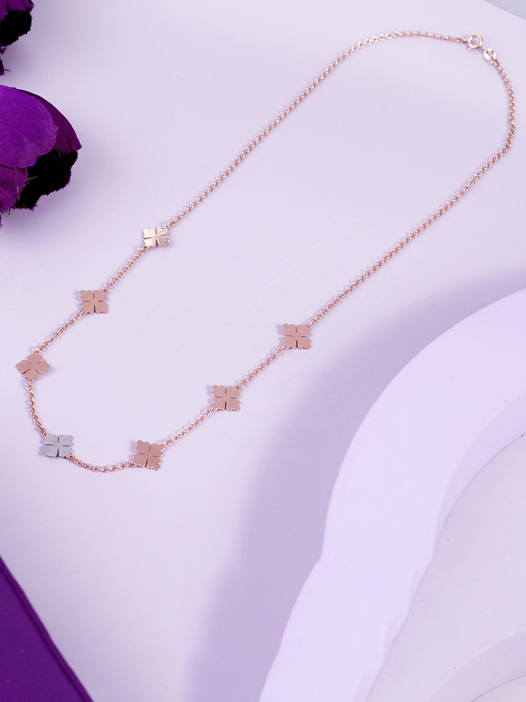 

KIORAH Sterling Silver Rose Gold-Plated Minimal Necklace