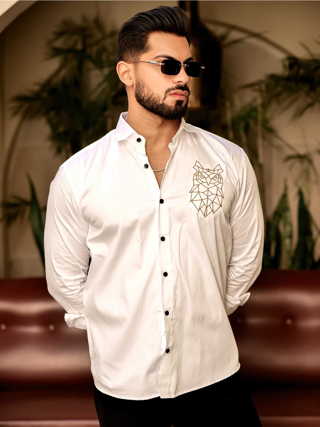 

Foomer Men Standard Opaque Casual Shirt, White