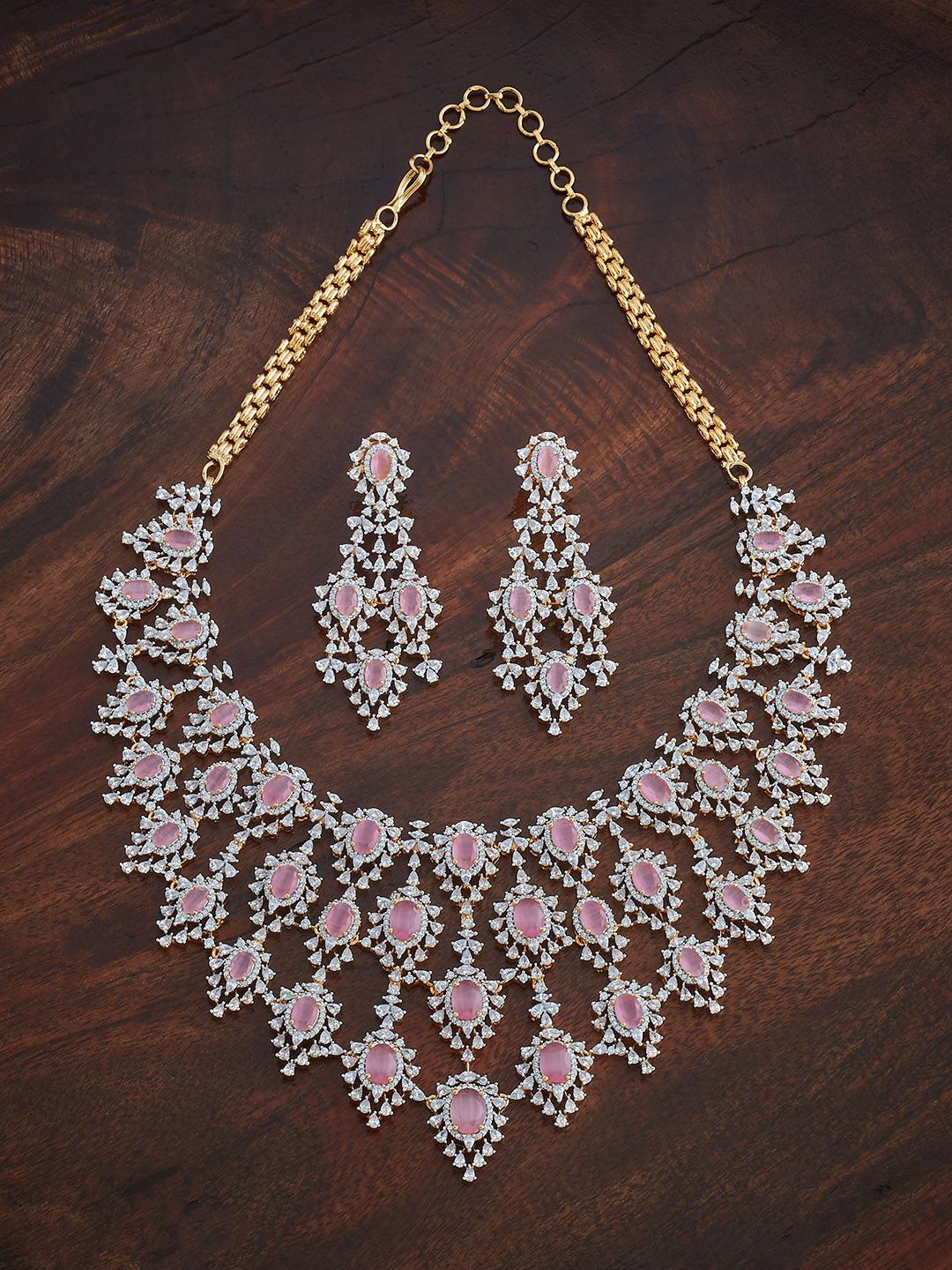 

Kushal's Fashion Jewellery Gold-Plated Cubic Zirconia Stone-Studded Jewellery Set