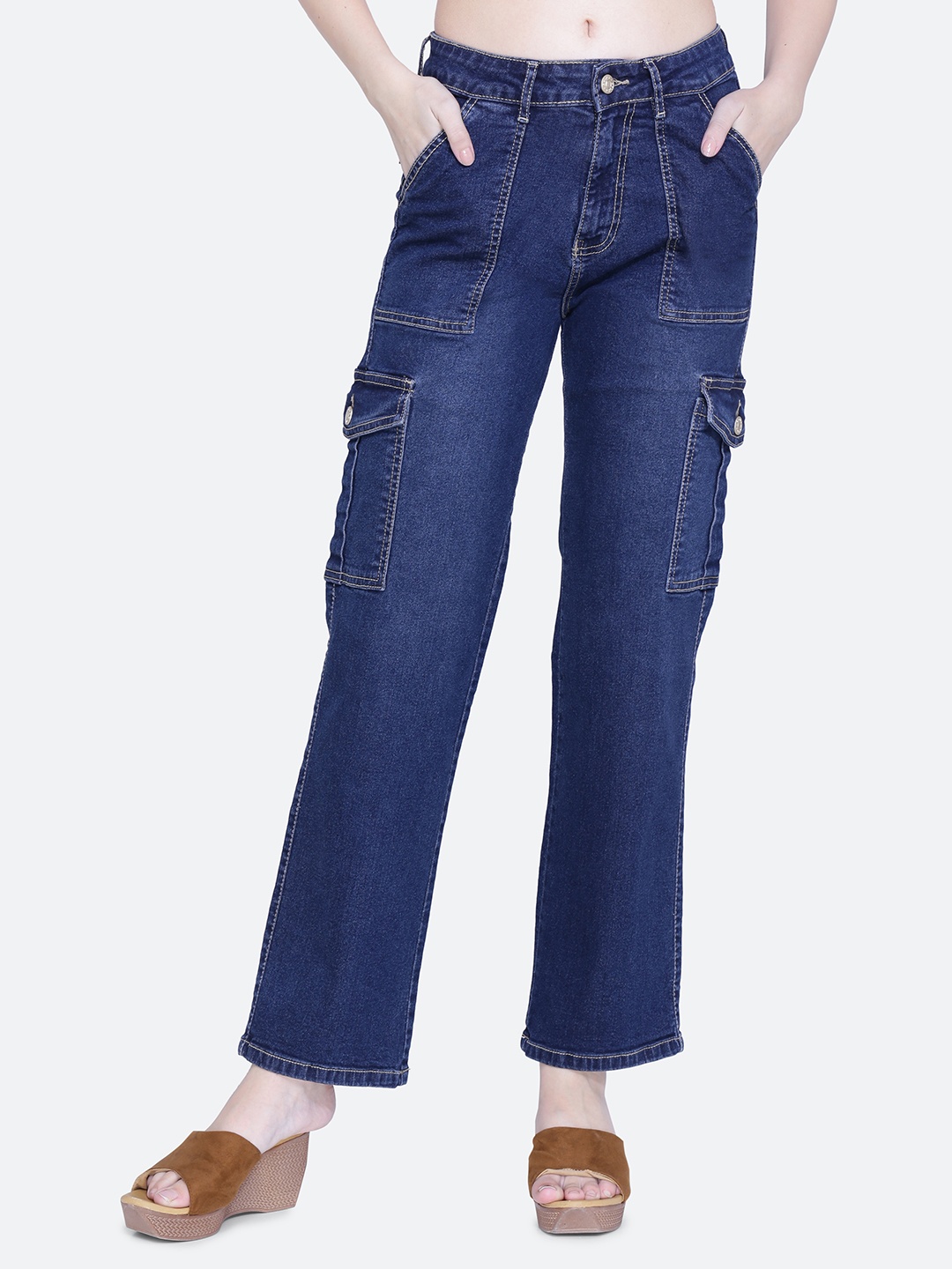 

FCK-3 Women Bootcut High-Rise Light Fade Stretchable Jeans, Blue
