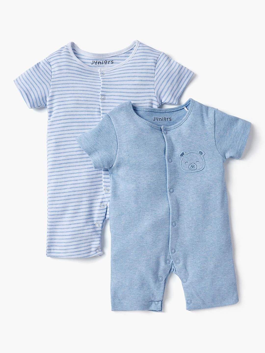 

Juniors by Babyshop Infant Boys Pack Of 2 Cotton Rompers, Blue