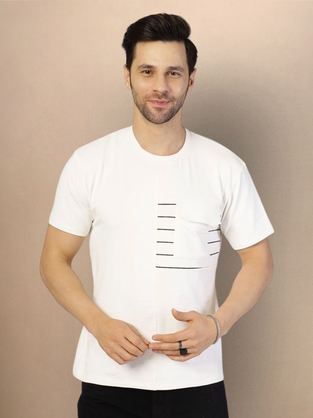 

Moda Rapido Men Monochrome T-shirt, White