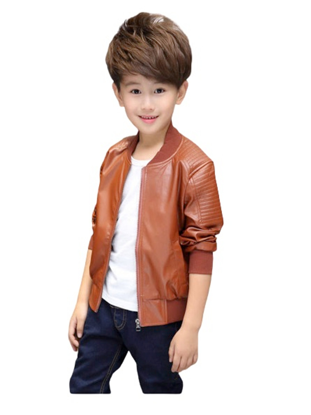 

Tricycle Clothing Boys Camouflage Lightweight Crop Leather Jacket, Brown