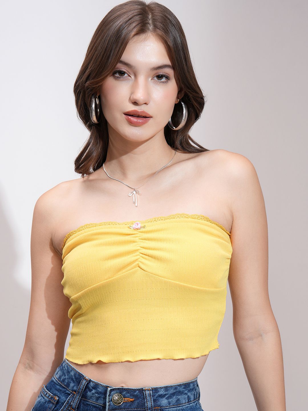 

Basics By Tokyo Talkies Cotton Tube Top, Yellow