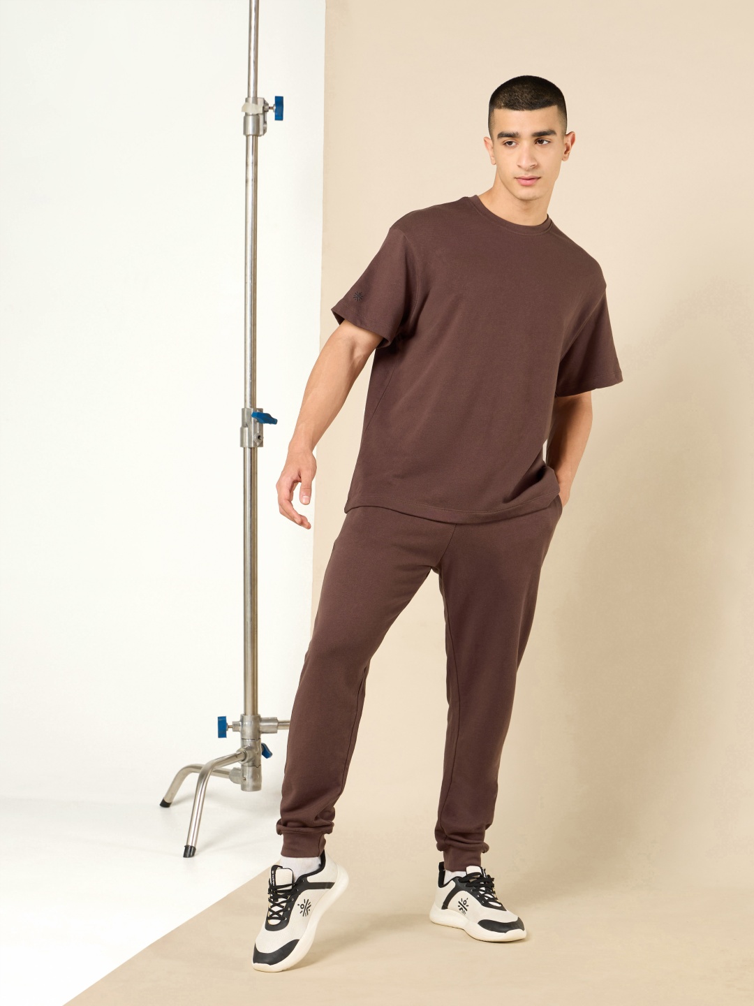 

CULT Men Lifestyle Pure Cotton Co-ord Set, Brown