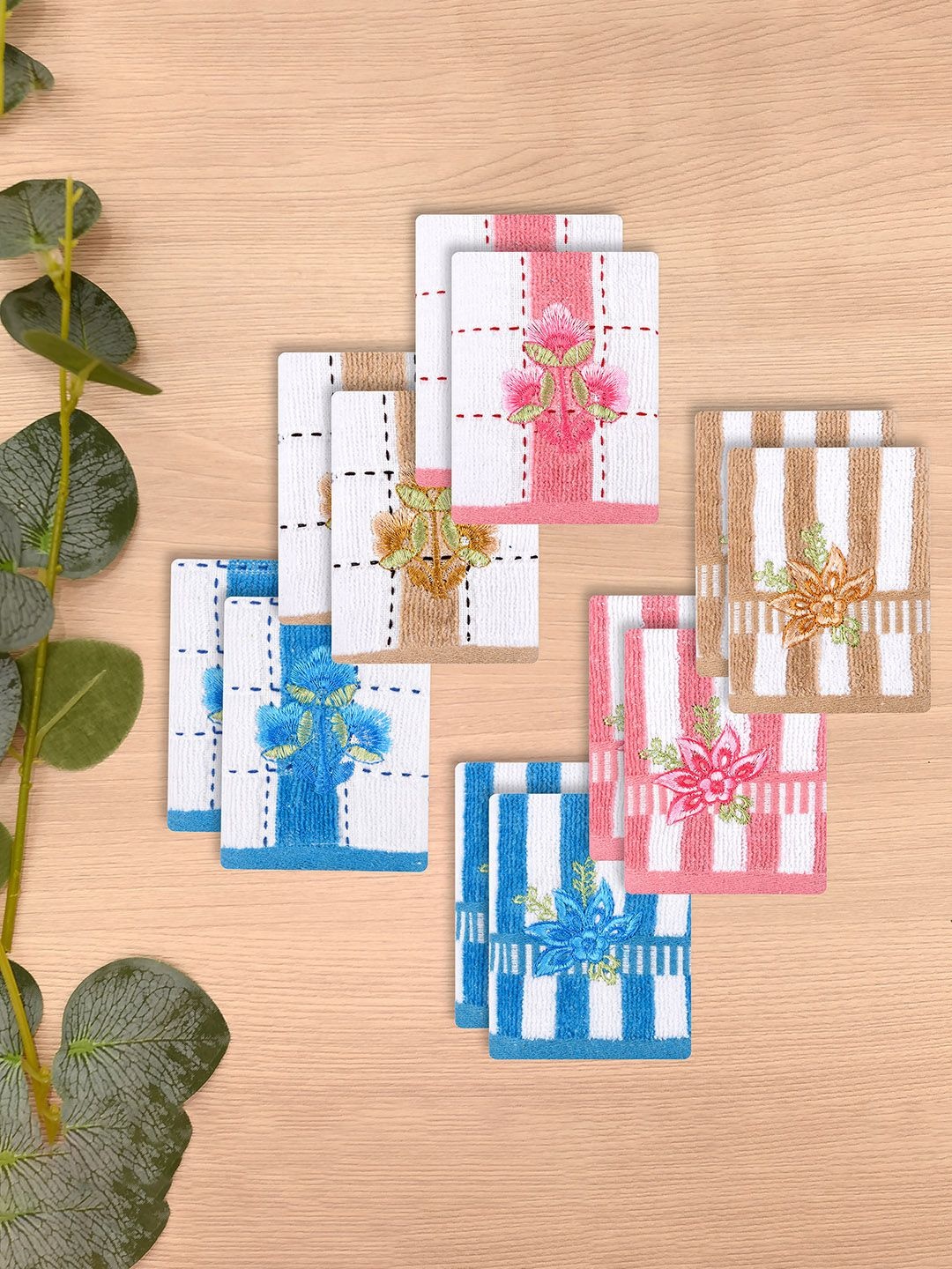 

Kuber Industries 12-Pcs Pink & Blue Embroidered Handkerchiefs