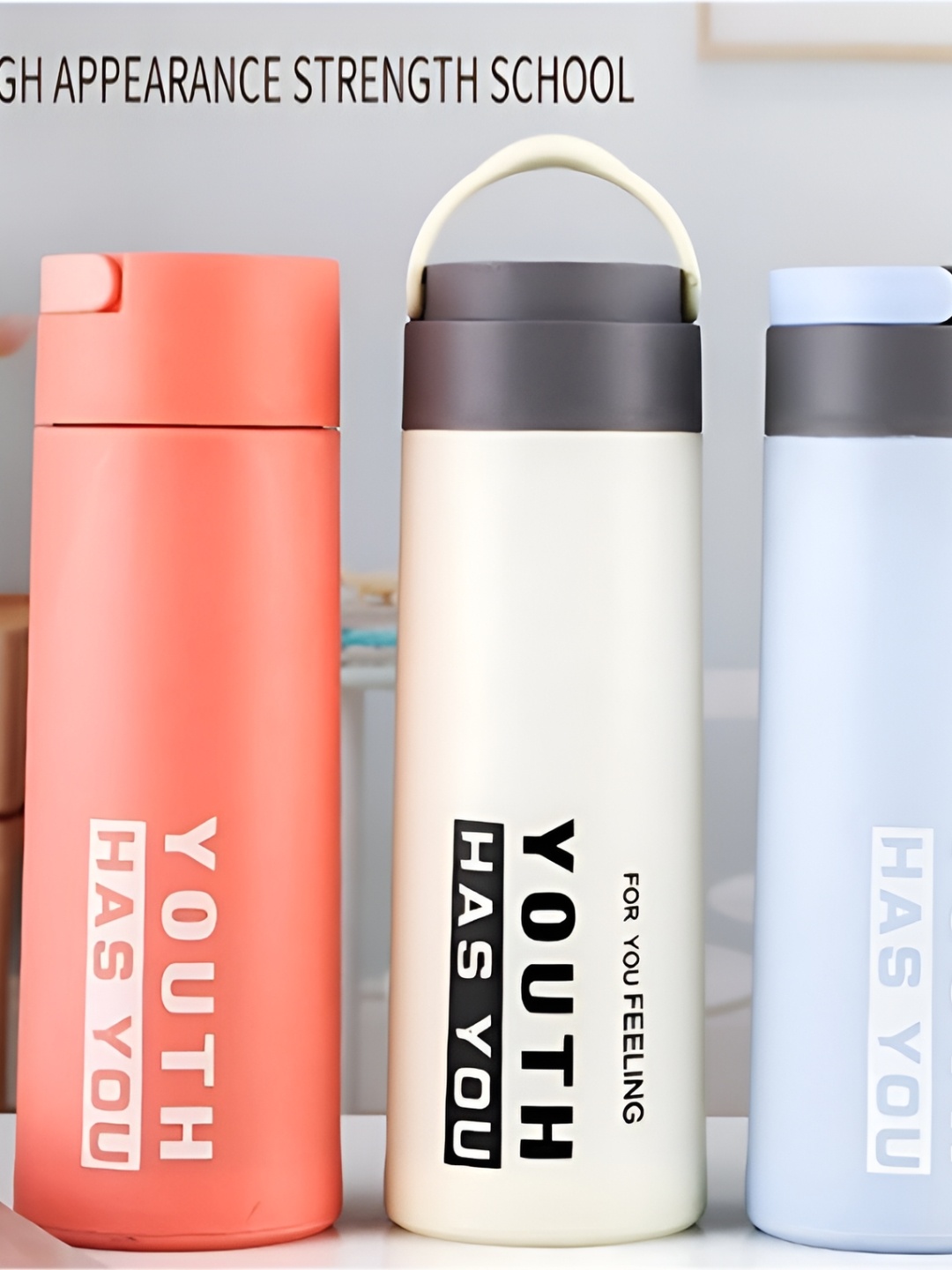 

WELOUR Orange & Beige 4 Pieces Glass Water Bottle 400ml